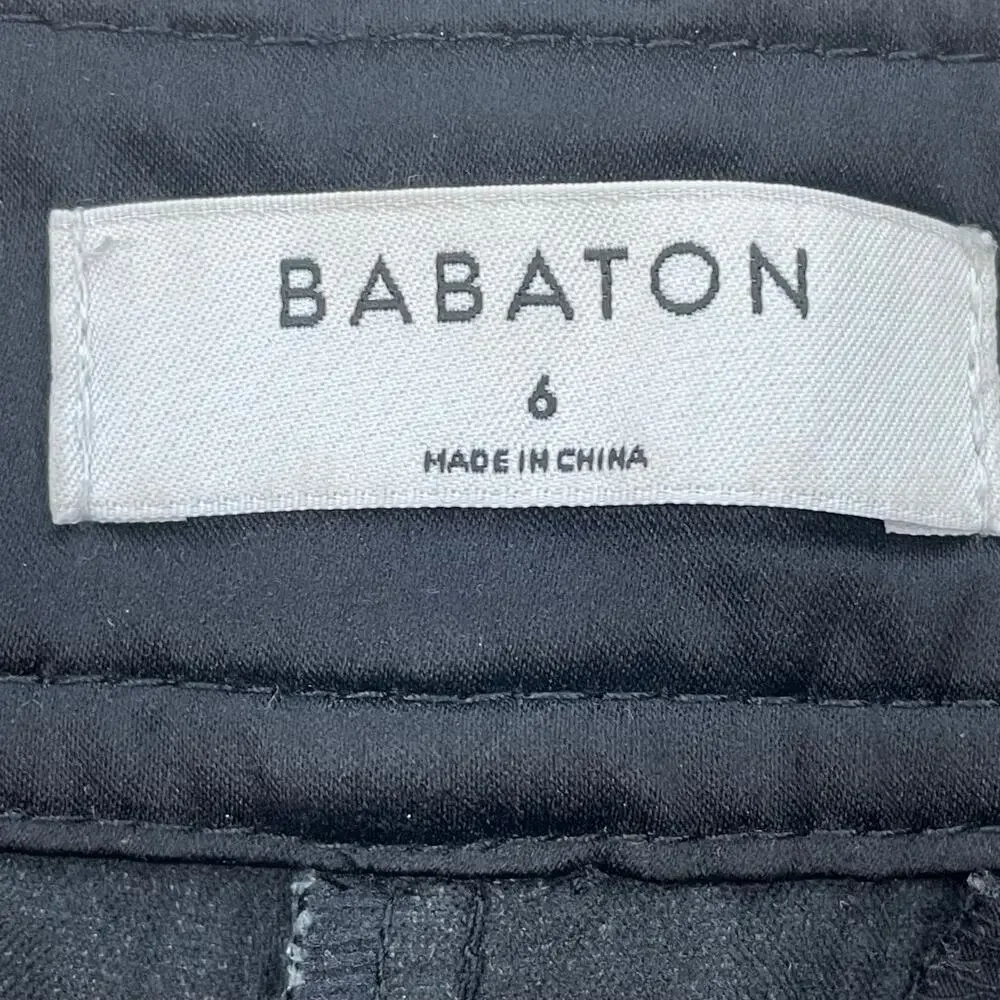 Babaton Command Vegan Leather Pants Womens 6 Black High Rise Straight Leg